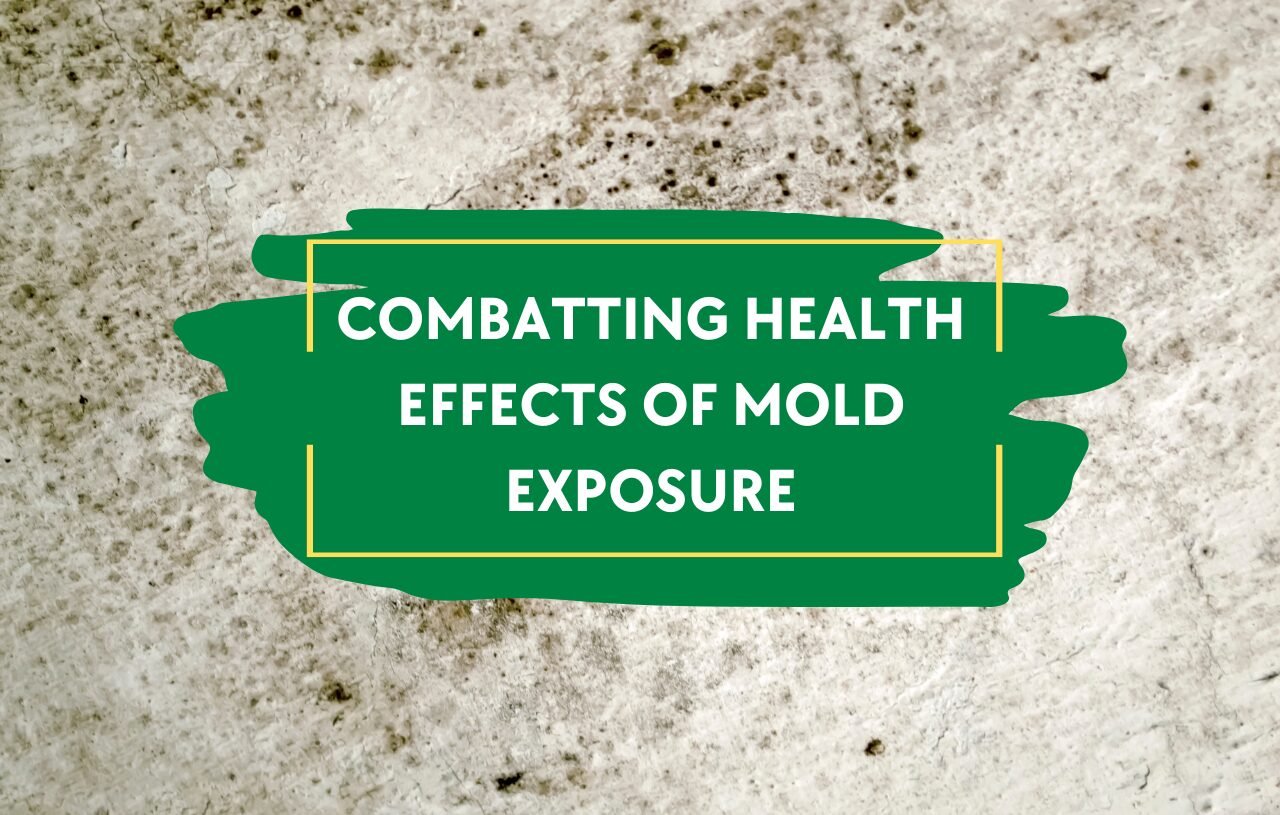 Background image of mold spores with the blog title "Combatting Health Effects of Mold Exposure."